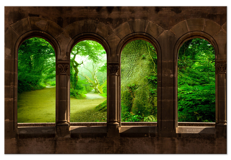 Canvas Print Jungle view windows - a photograph of architecture and tropical forest 124005