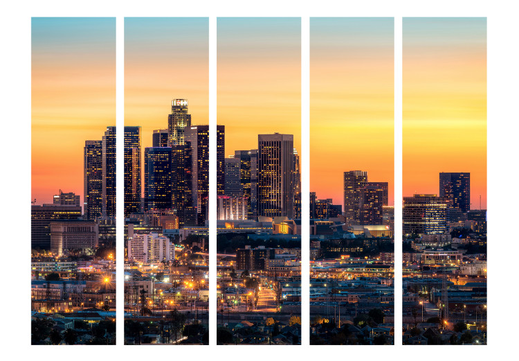 Room Separator Californian Evening II (5-piece) - sunset over the city 124205 additionalImage 3