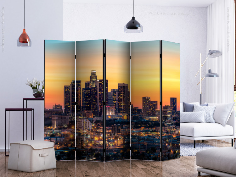 Room Separator Californian Evening II (5-piece) - sunset over the city 124205 additionalImage 2