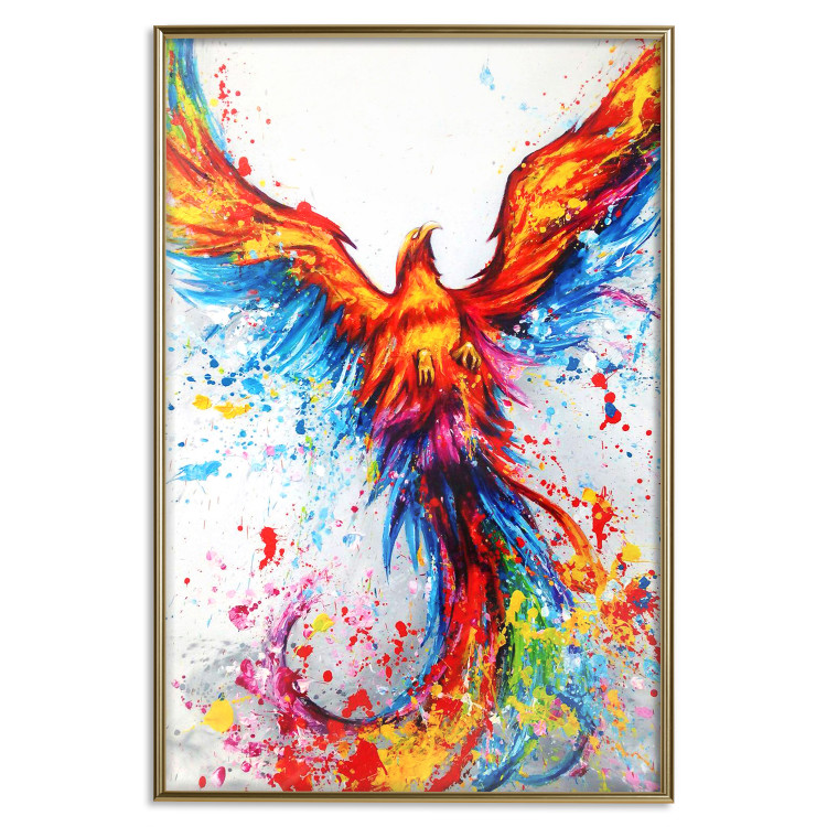 Wall Poster Phoenix - abstract multicolored bird on a white contrasting background 127205 additionalImage 20