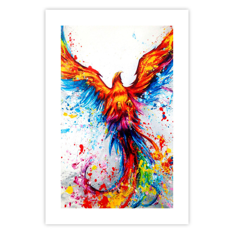 Wall Poster Phoenix - abstract multicolored bird on a white contrasting background 127205 additionalImage 18