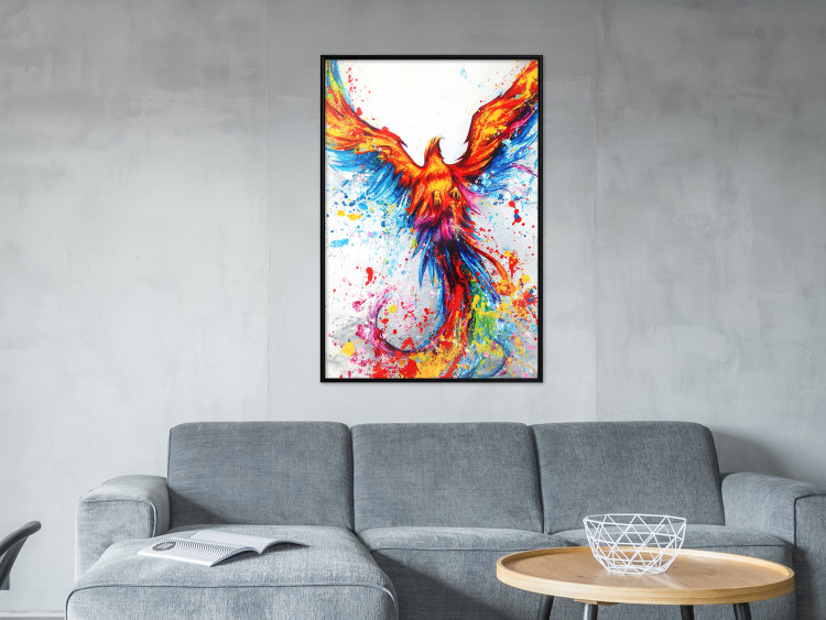 Wall Poster Phoenix - abstract multicolored bird on a white contrasting background 127205 additionalImage 4