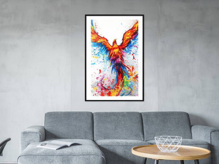 Wall Poster Phoenix - abstract multicolored bird on a white contrasting background 127205 additionalImage 14