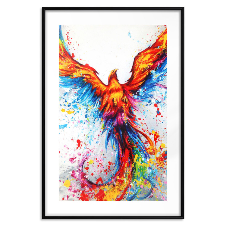 Wall Poster Phoenix - abstract multicolored bird on a white contrasting background 127205 additionalImage 15