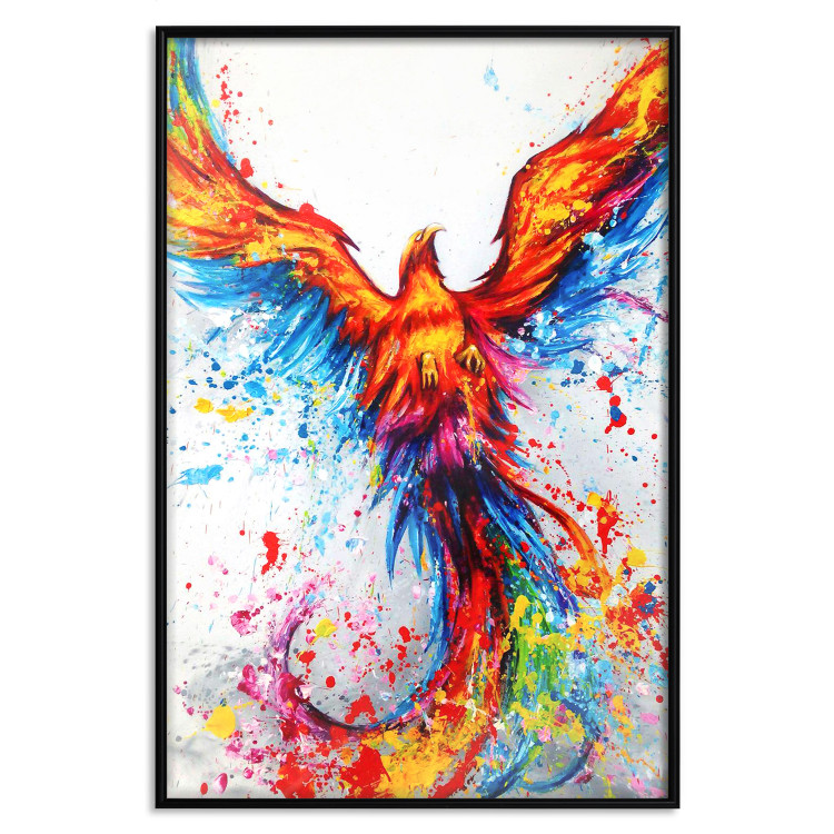 Wall Poster Phoenix - abstract multicolored bird on a white contrasting background 127205 additionalImage 17