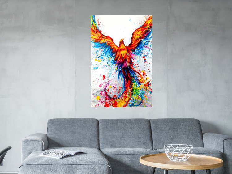 Wall Poster Phoenix - abstract multicolored bird on a white contrasting background 127205 additionalImage 2