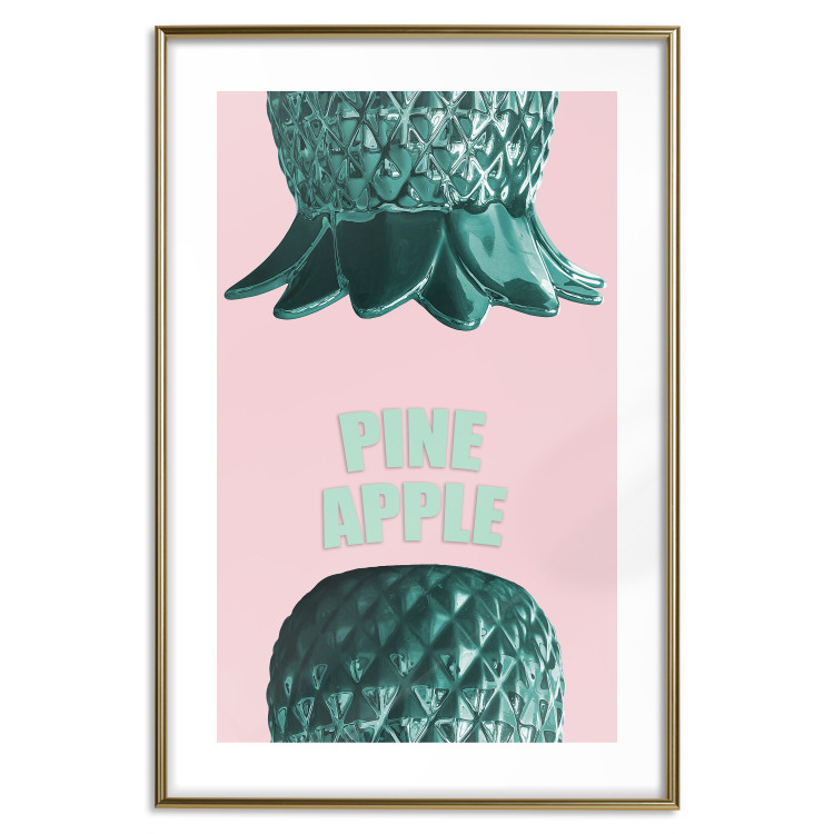 Poster Pine Apple - English inscriptions and turquoise pineapples on pastel background 127905 additionalImage 14