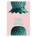 Poster Pine Apple - English inscriptions and turquoise pineapples on pastel background 127905