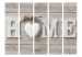 Folding Screen Home and Heart (5-piece) - white English text on a wooden background 128805 additionalThumb 3