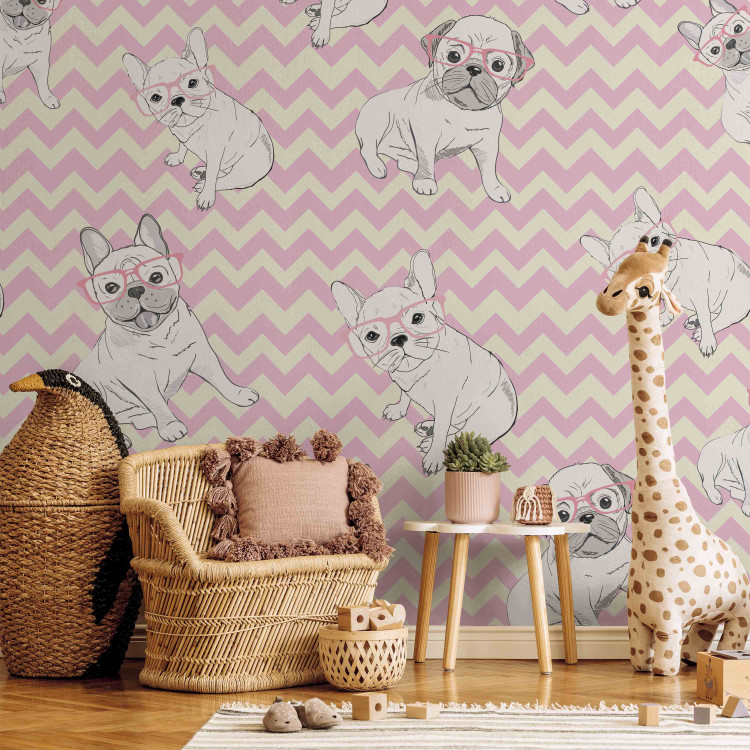 Photo Wallpaper Cute dogs - a geometric pattern for kids with funny dogs 129005 additionalImage 6