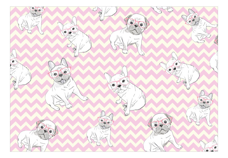 Photo Wallpaper Cute dogs - a geometric pattern for kids with funny dogs 129005 additionalImage 1