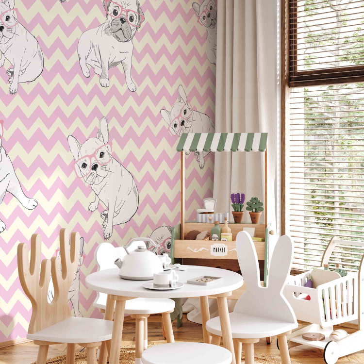 Photo Wallpaper Cute dogs - a geometric pattern for kids with funny dogs 129005 additionalImage 4