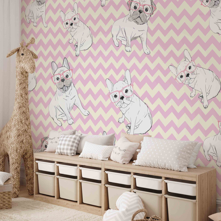 Photo Wallpaper Cute dogs - a geometric pattern for kids with funny dogs 129005 additionalImage 5