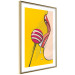 Wall Poster Sweet Lollipop - abstract woman licking a lollipop on a light yellow background 132205 additionalThumb 9