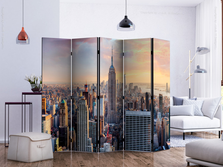 Room Divider Sunny Metropolis II (5-piece) - New York skyscrapers during the day 132605 additionalImage 2