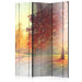 Folding Screen Autumn Sun (3-piece) - warm landscape among trees 132805