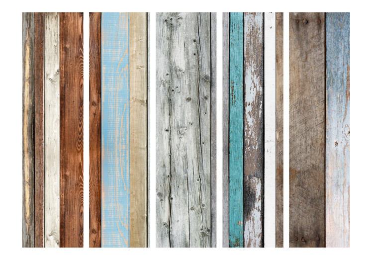 Room Separator Arranged Colors II (5-piece) - composition in colorful strips of planks 133005 additionalImage 3