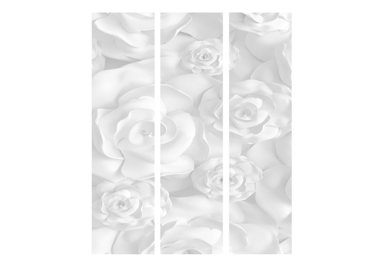 Room Divider Screen Plaster Flowers (3-piece) - bouquet of delicate roses bathed in white 133105 additionalImage 3