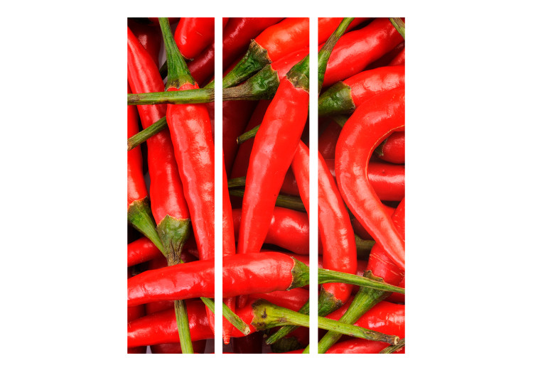 Room Divider Screen Chili Pepper - Background (3-piece) - pattern in fiery red vegetables 133305 additionalImage 3