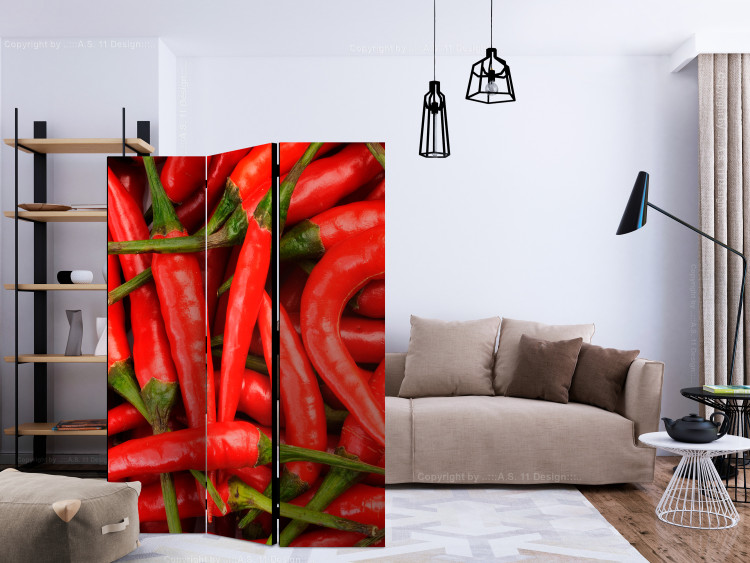 Room Divider Screen Chili Pepper - Background (3-piece) - pattern in fiery red vegetables 133305 additionalImage 4