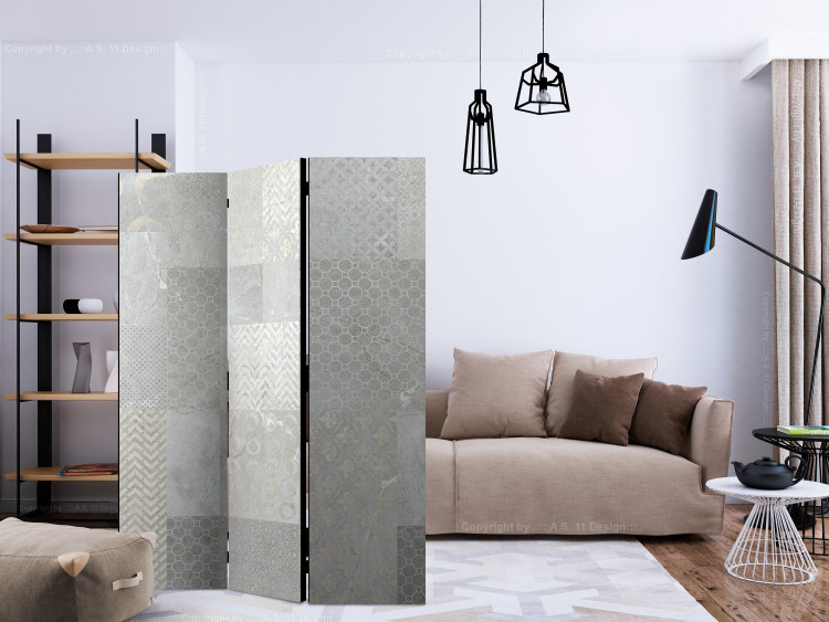 Room Divider Screen Tiles (3-piece) - simple composition with a tiled texture background 133405 additionalImage 4