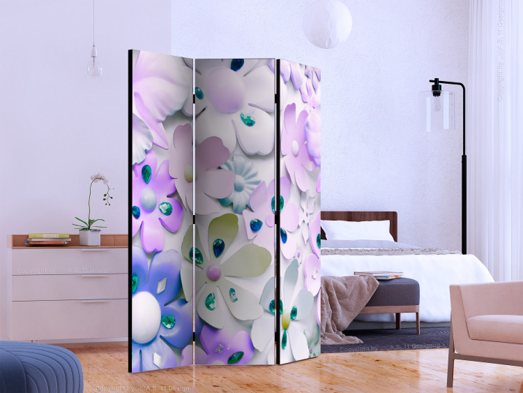 Room Separator Purple Sweetness (3-piece) - composition with flowers and crystals 133505 additionalImage 2