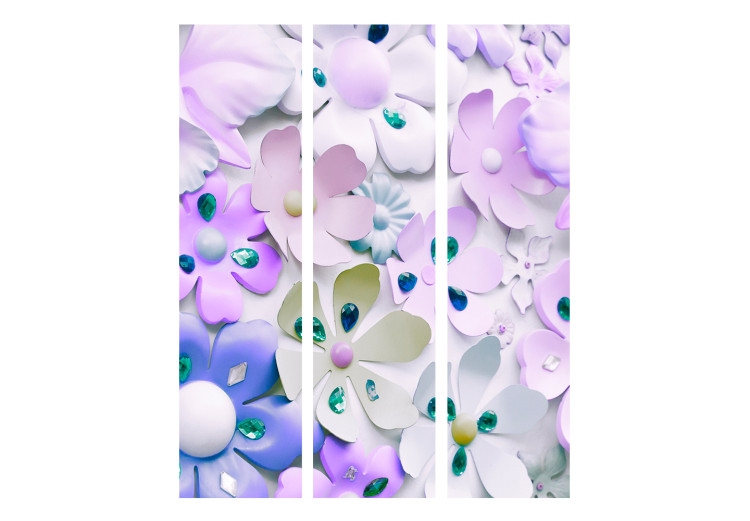 Room Separator Purple Sweetness (3-piece) - composition with flowers and crystals 133505 additionalImage 3