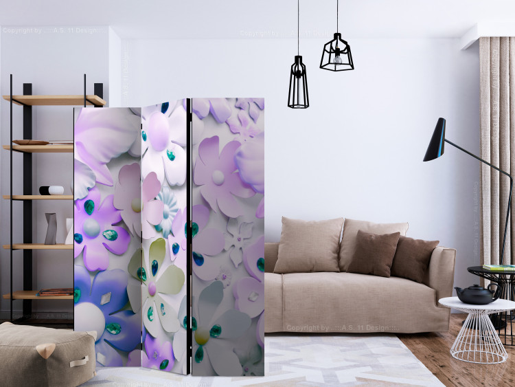 Room Separator Purple Sweetness (3-piece) - composition with flowers and crystals 133505 additionalImage 4