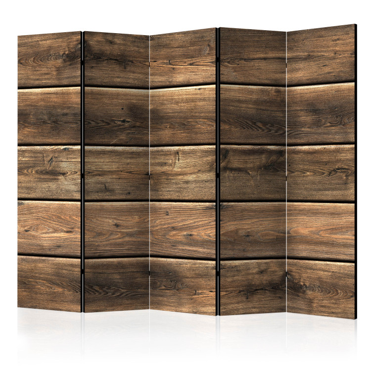 Room Divider Forest Composition II - texture of dark brown wooden planks 133605