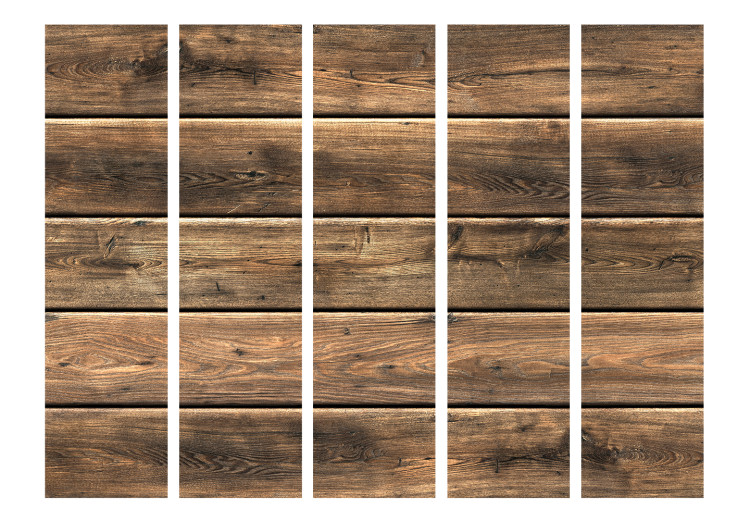 Room Divider Forest Composition II - texture of dark brown wooden planks 133605 additionalImage 3