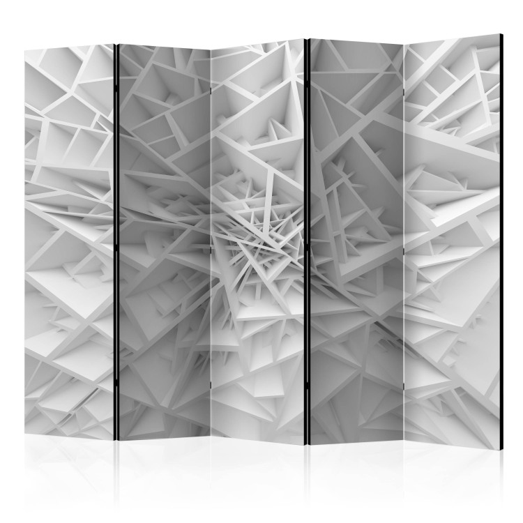 Room Separator White Cobweb II - abstract patterns of white geometric figures 133705