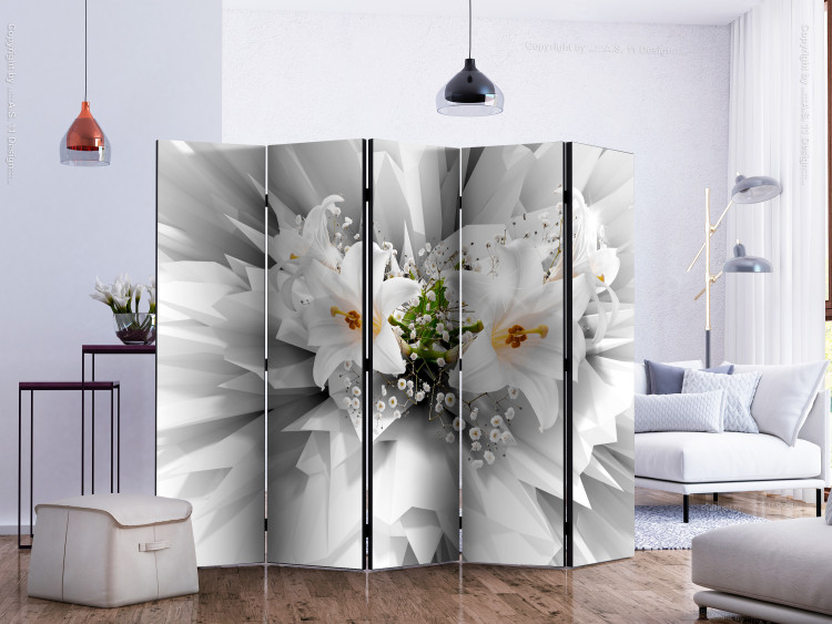 Room Divider Floral Explosion II - orchid flower on a white abstract background 133905 additionalImage 2