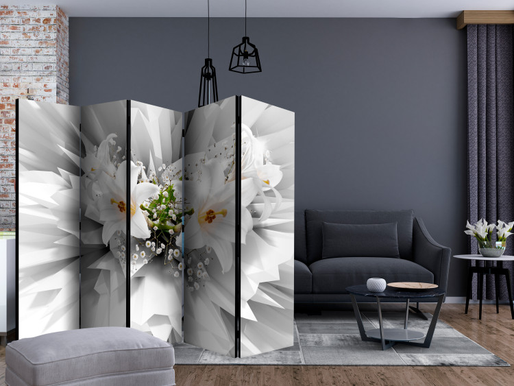 Room Divider Floral Explosion II - orchid flower on a white abstract background 133905 additionalImage 4