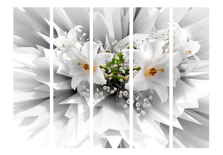 Room Divider Floral Explosion II - orchid flower on a white abstract background 133905 additionalImage 3