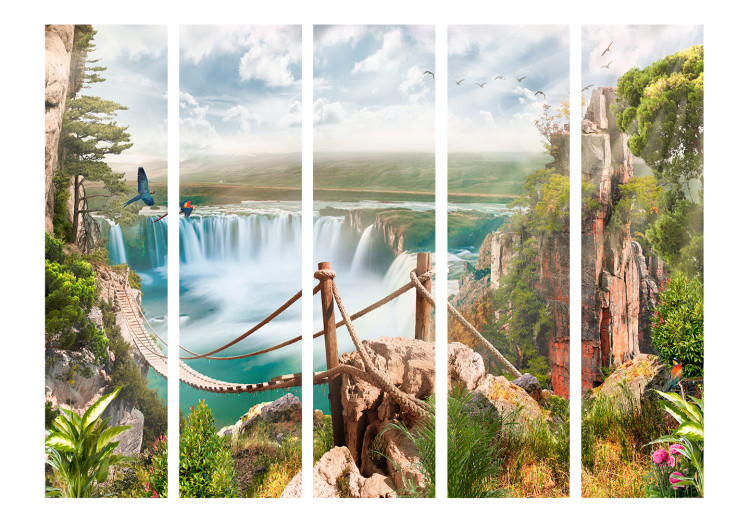 Folding Screen Hidden Paradise II - fantasy tropical landscape of a bridge and waterfall 134105 additionalImage 3