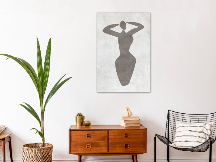 Canvas Print Woman with arms raised - black and white artwork in boho style 134205 additionalImage 3