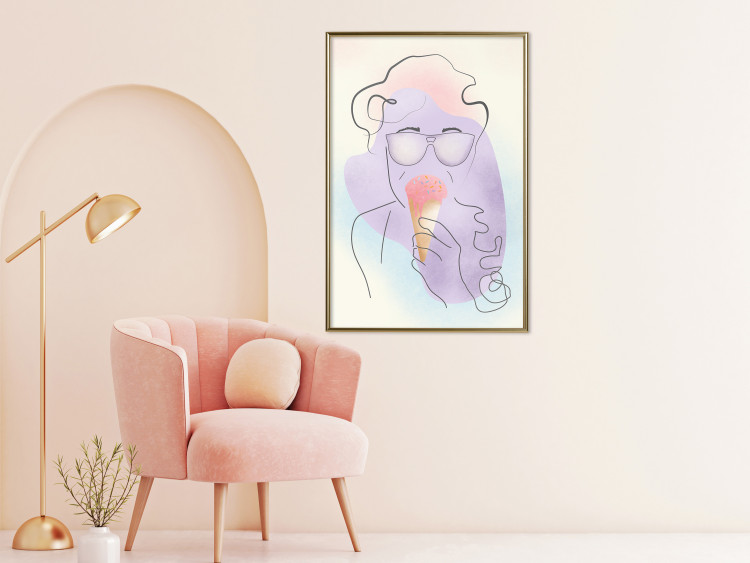 Wall Poster Raspberry Ice Cream - abstract line art of a person in pastel colors 135005 additionalImage 5