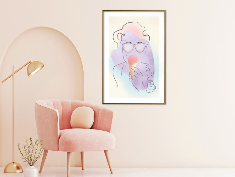 Wall Poster Raspberry Ice Cream - abstract line art of a person in pastel colors 135005 additionalImage 13