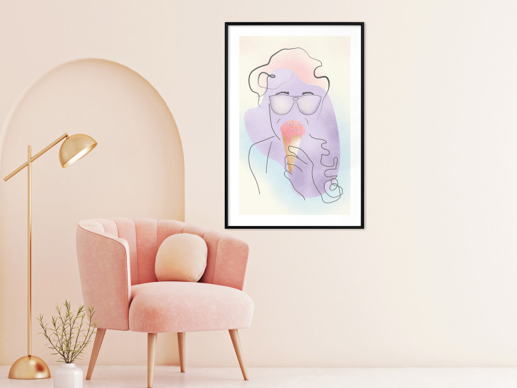 Wall Poster Raspberry Ice Cream - abstract line art of a person in pastel colors 135005 additionalImage 18