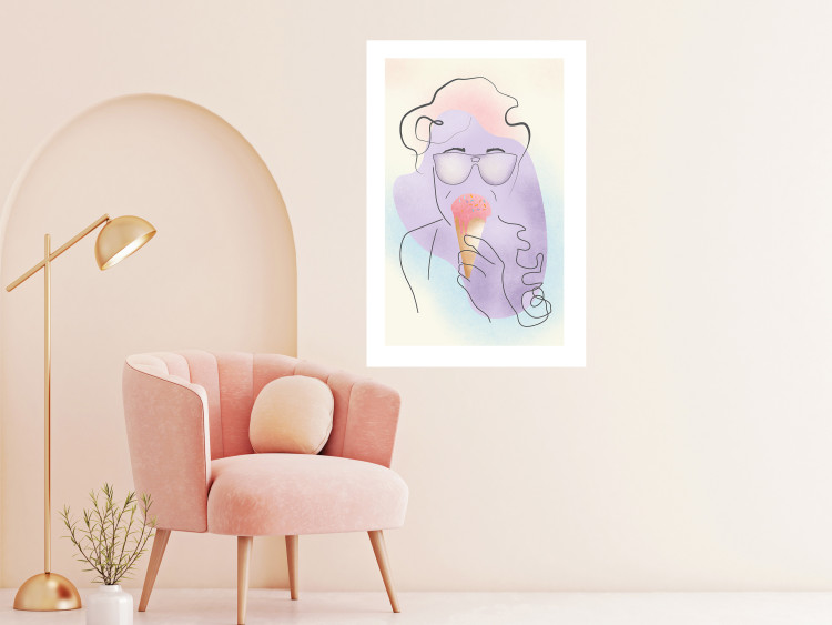 Wall Poster Raspberry Ice Cream - abstract line art of a person in pastel colors 135005 additionalImage 3