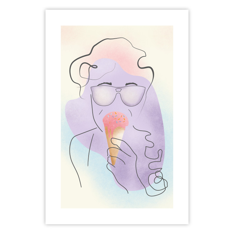 Wall Poster Raspberry Ice Cream - abstract line art of a person in pastel colors 135005 additionalImage 19