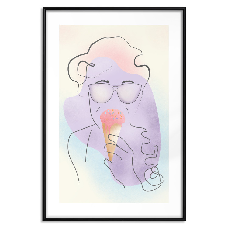 Wall Poster Raspberry Ice Cream - abstract line art of a person in pastel colors 135005 additionalImage 15