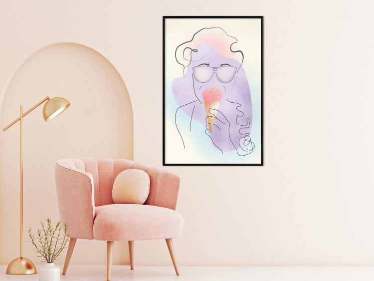 Wall Poster Raspberry Ice Cream - abstract line art of a person in pastel colors 135005 additionalImage 4