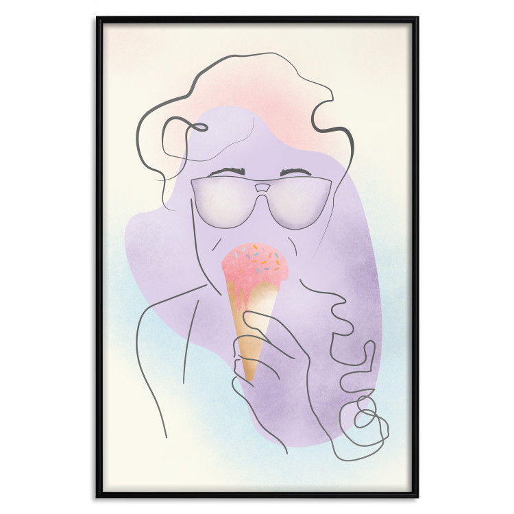 Wall Poster Raspberry Ice Cream - abstract line art of a person in pastel colors 135005 additionalImage 16