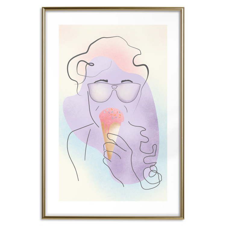 Wall Poster Raspberry Ice Cream - abstract line art of a person in pastel colors 135005 additionalImage 14