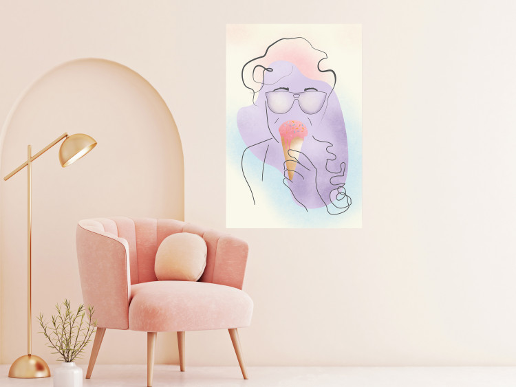 Wall Poster Raspberry Ice Cream - abstract line art of a person in pastel colors 135005 additionalImage 2