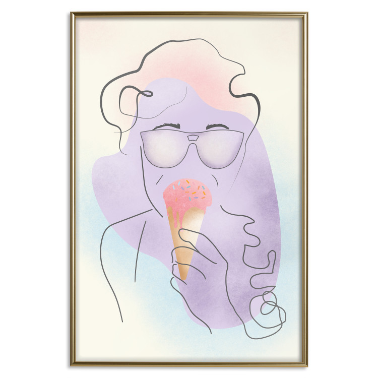 Wall Poster Raspberry Ice Cream - abstract line art of a person in pastel colors 135005 additionalImage 17