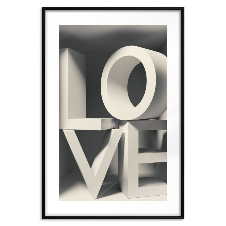 Poster Love in Grays - white texts with imitation of 3D effect on a light background 135505 additionalImage 2