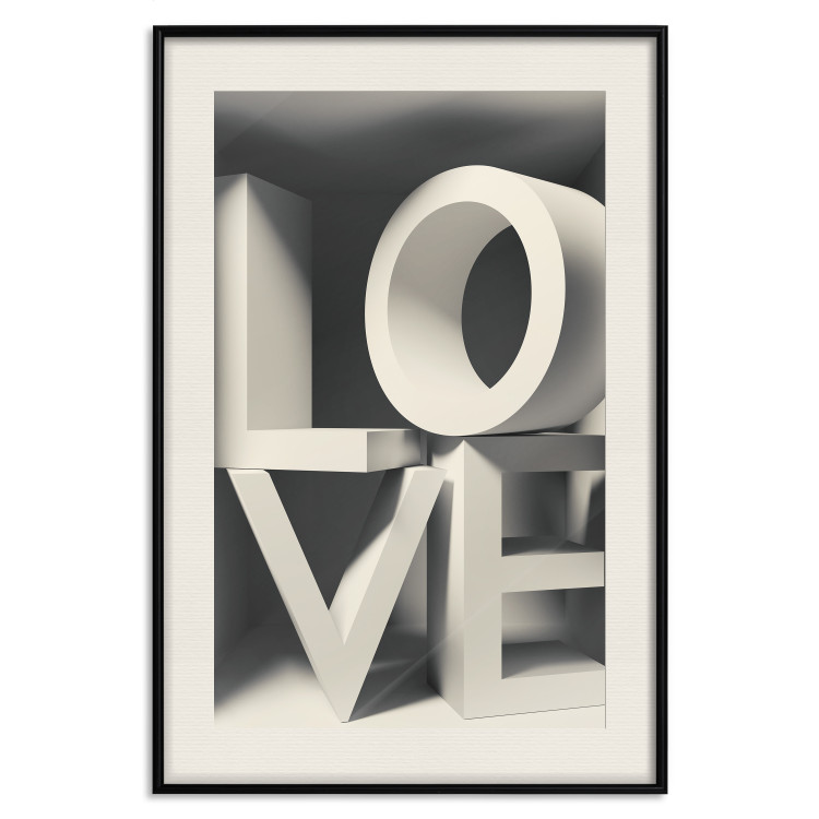 Poster Love in Grays - white texts with imitation of 3D effect on a light background 135505 additionalImage 26