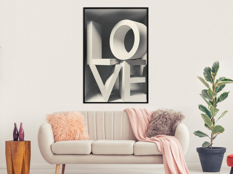 Poster Love in Grays - white texts with imitation of 3D effect on a light background 135505 additionalImage 10
